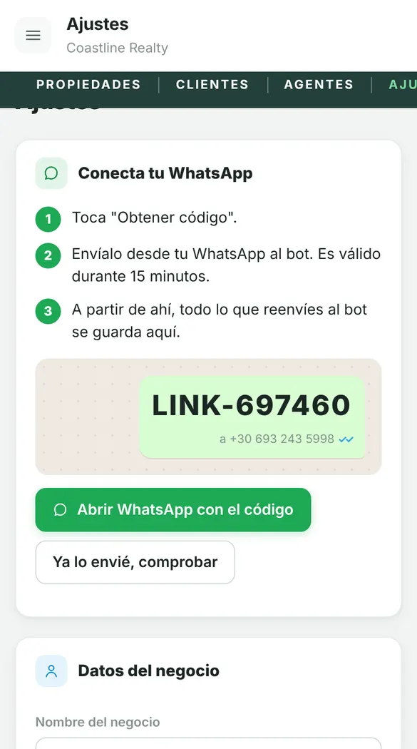 Conectar WhatsApp con un código en FwdEasy